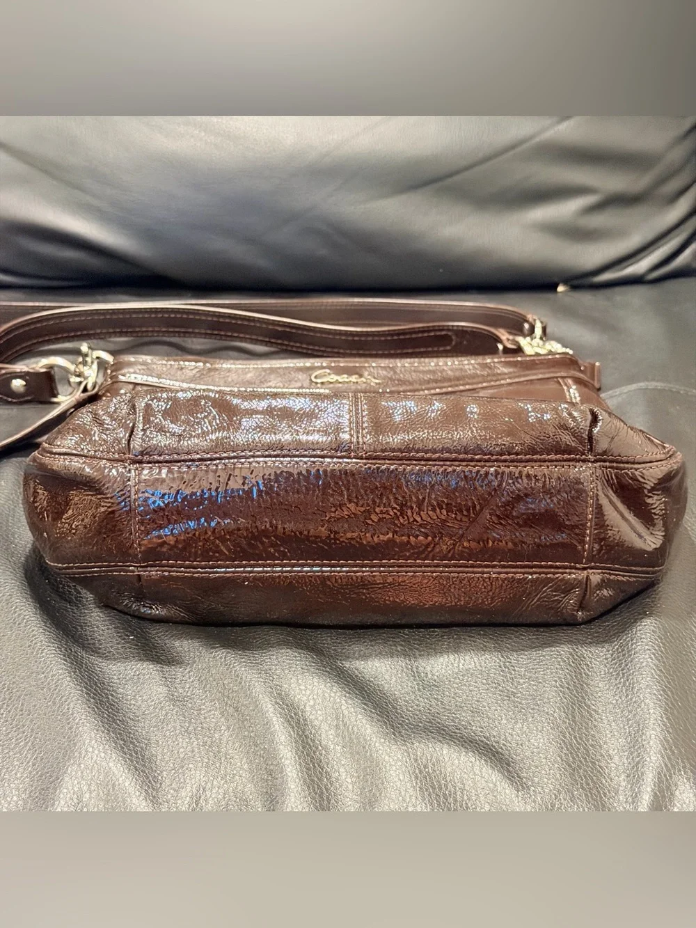 Coach Ashley Brown Patent Leather Shoulder / Handbag Purse Y2K